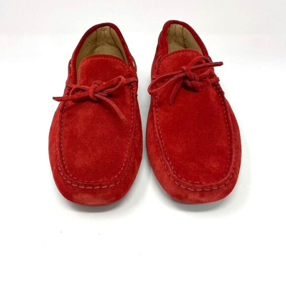 TOD'S Suede Gommino Loafers Moc Toe Loafer Driver Red Orange Men's US 6.5 NWOB - Picture 3 of 11